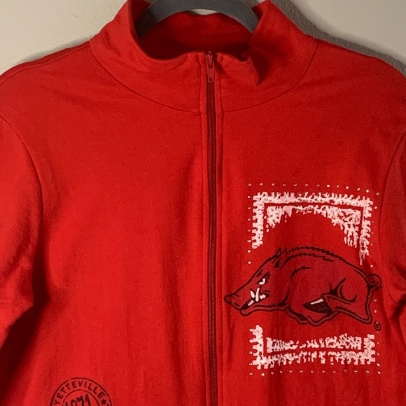 Arkansas Razorbacks Women's Jacket Small Full Zip Mock Collar Bling Made in USA - Picture 3 of 13